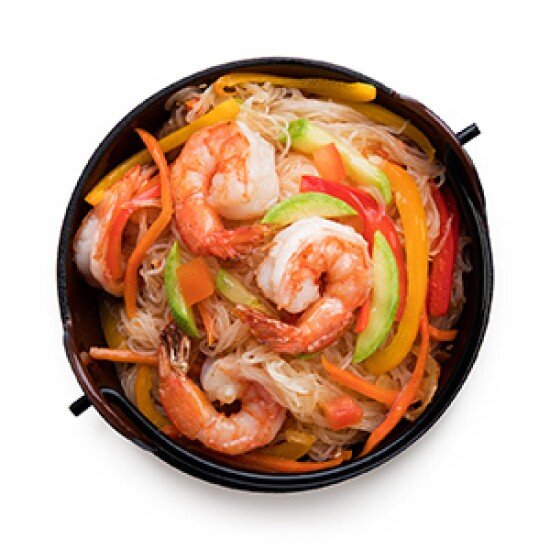 Вок с креветкой и кальмаром