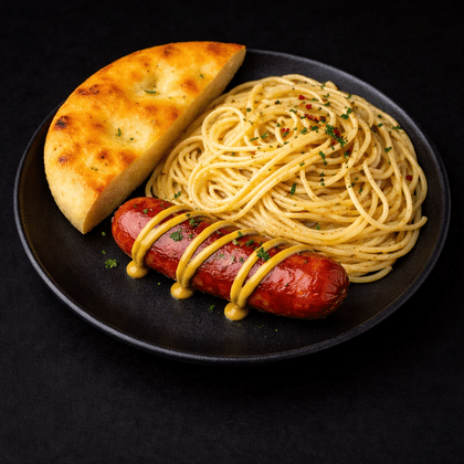 Колбаса копченная со спагетти
