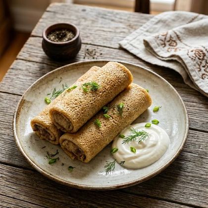 Кулинарное изделие в тесте мясное "Блинчики с ливером" замороженные