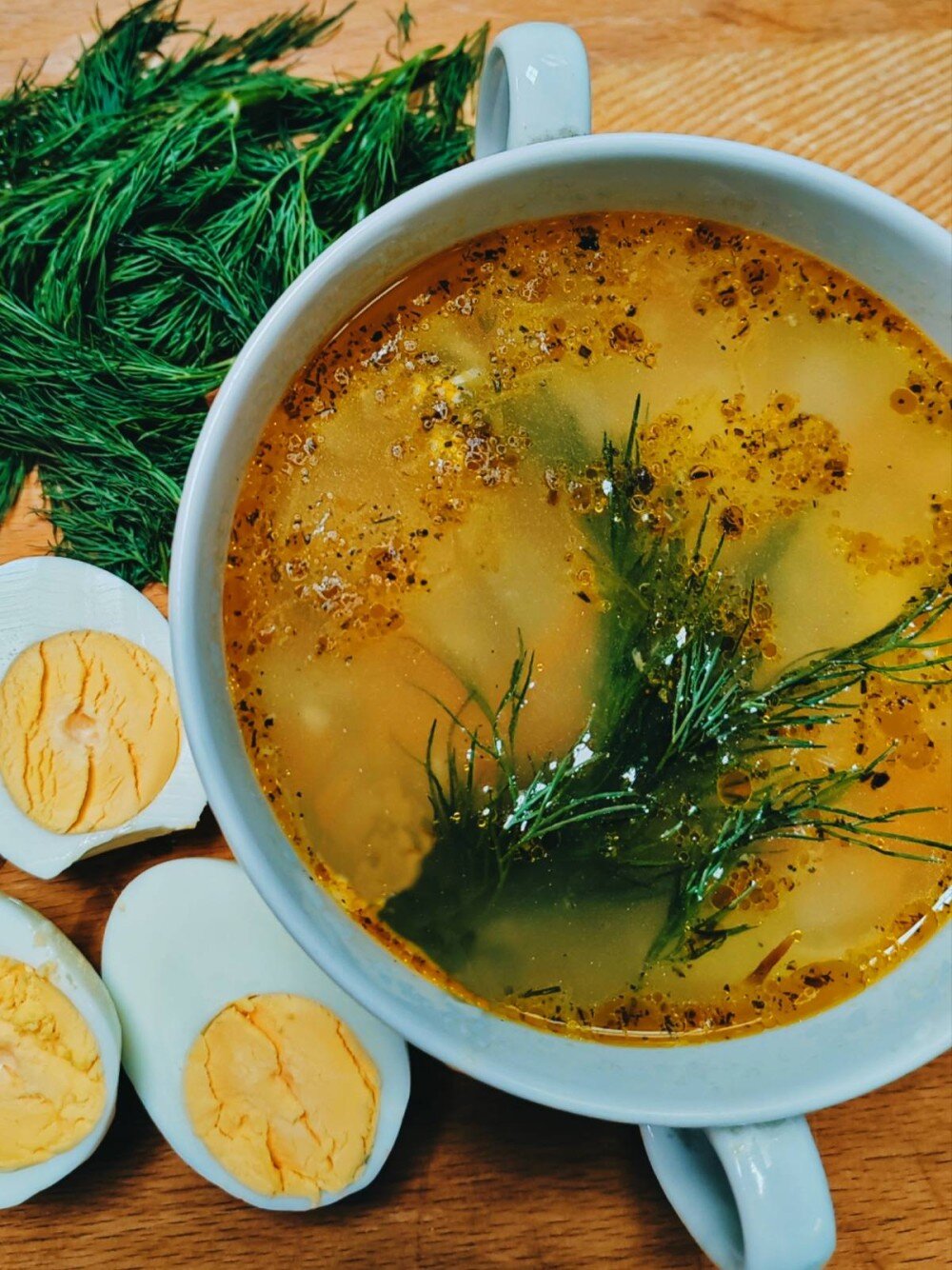 Суп куриный с яйцом