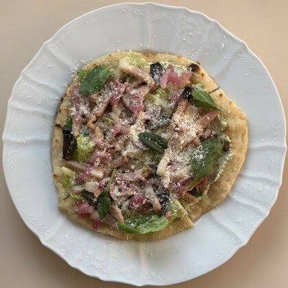 Пицетта с грудинкой и грибами