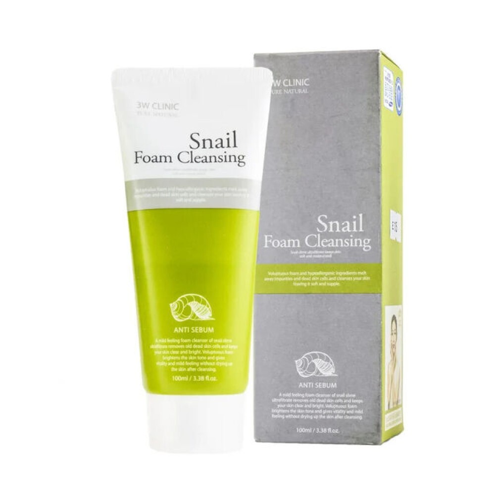 3W CLINIC Пенка для умывания с муцином улитки, Snail Foam Cleansing, 100 мл