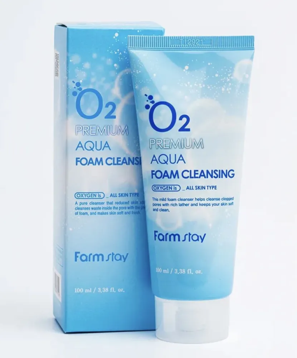 FARMSTAY Разглаживающая кислородная пенка для очищения лица O2 Premium Aqua Foam Cleansing