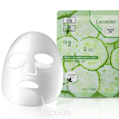 Тканевая маска для лица ОГУРЕЦ 3W CLINIC Fresh Cucumber Mask Sheet