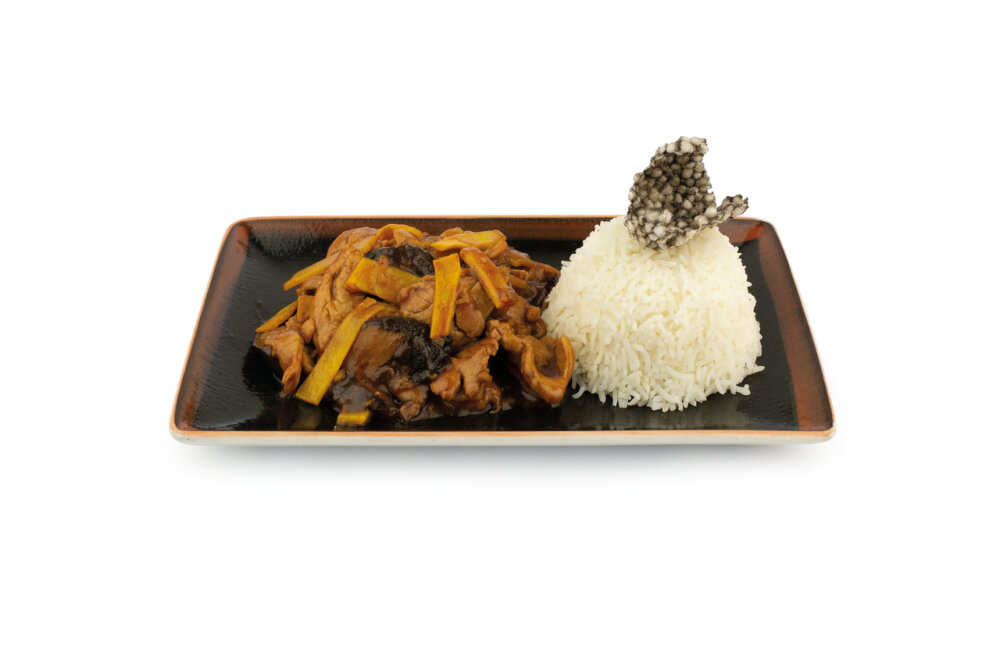 Ланч Свинина с побегами бамбука и грибами Шиитаке с рисом Басмати