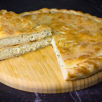 Пирог с творогом и сыром моцарелла