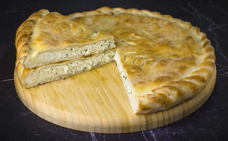 Пирог с творогом и сыром моцарелла