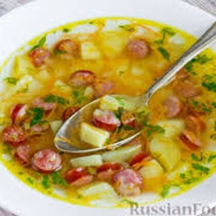 Суп Охотничий с  копчеными колбасками