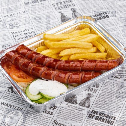 Колбаски гриль с картофелем фри