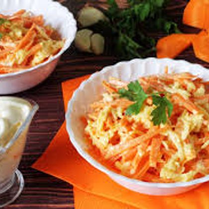 Салат из моркови с сыром и майонезом с чесноком