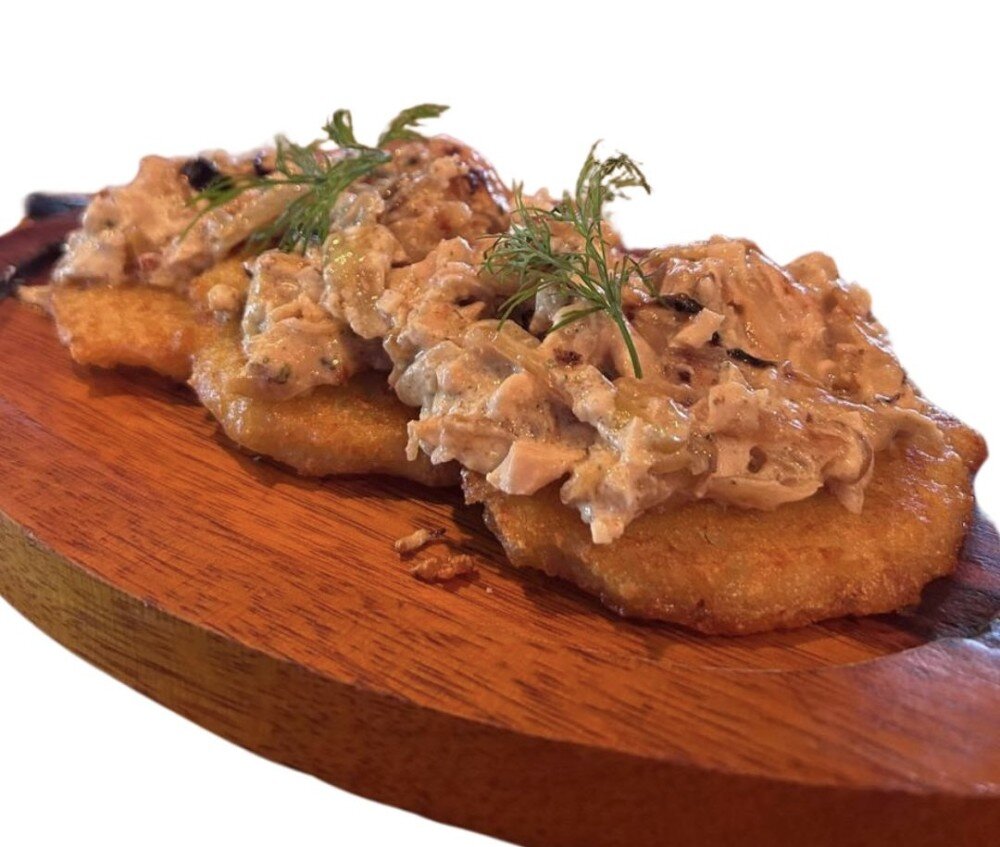 Драники с грибами и луком