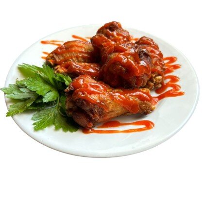 Острые крылышки фри с соусом барбекю