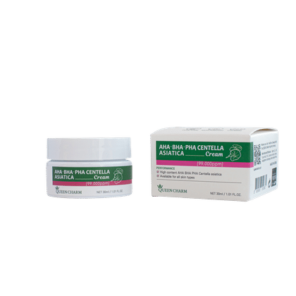 QUEEN CHARM. Крем для лица с AHA, BHA, PHA кислотами и центеллой азиатской 9,9% CENTELLA