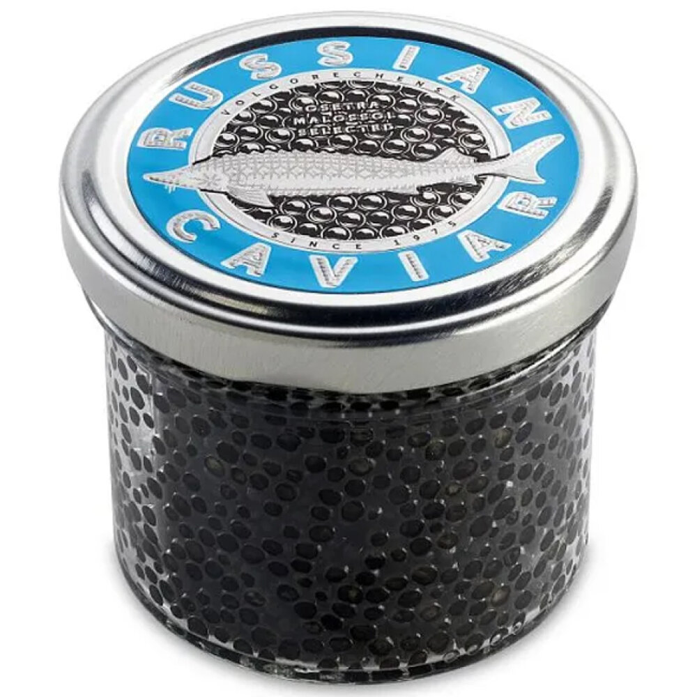 Чёрная осетровая икра сорта Selected RUSSIAN CAVIAR