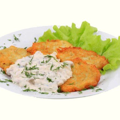 Драники с Лососем в сливочно-горчичном соусе
