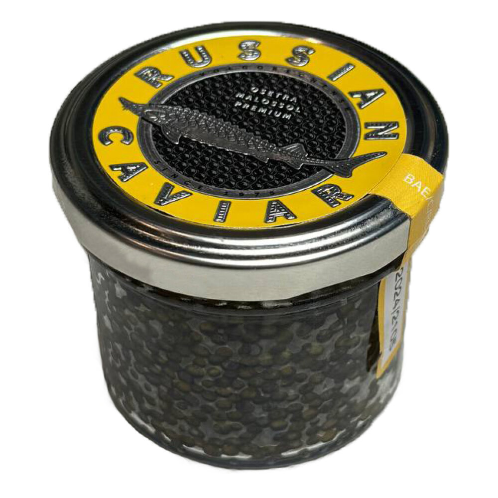 Чёрная осетровая икра сорта Premium RUSSIAN CAVIAR