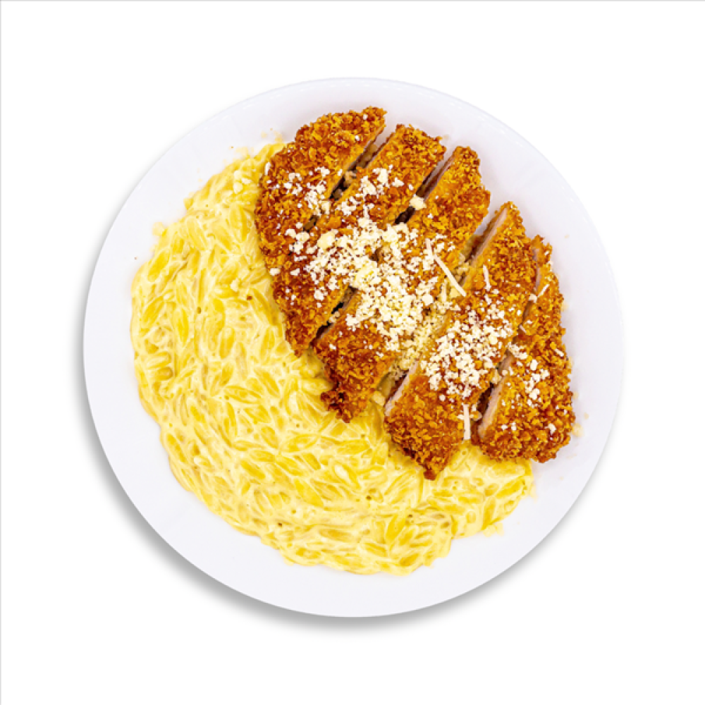 Курица по-милански с орзо в сливочном соусе