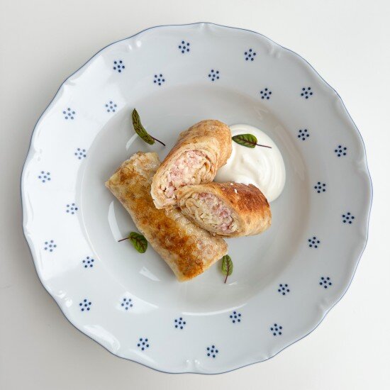 Блинчики с ветчиной и сыром (6шт)
(готовый продукт)