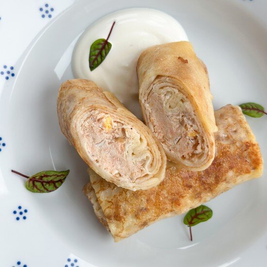Блинчики с семгой и рикоттой (6шт)
(готовый продукт)