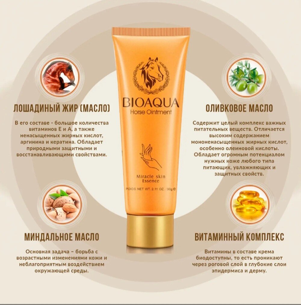 Увлажняющий крем для рук с лошадиным маслом Bioaqua Horse oil