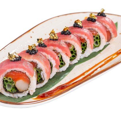 С гребешком, тунцом и соусом понзу