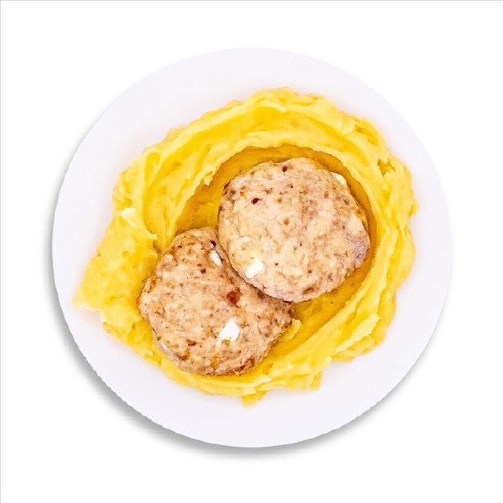 Куриные биточки с адыгейским сыром и пюре