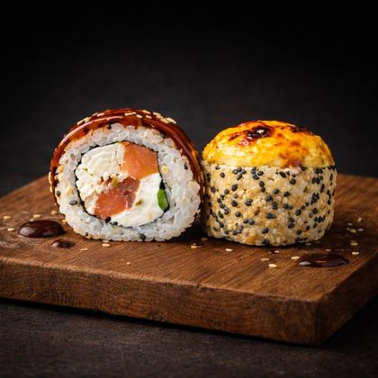 Урамаки лосось-краб запеченный