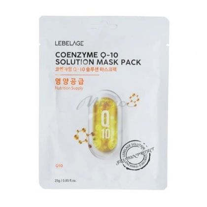 Маска для лица LEBELAGE Coenzyme Q-10 Solution Mask Pack с убихиноном (коэнзим Q10) тканевая, 25 г