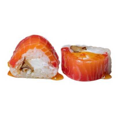 Ролл в рисовой бумаге с лососем гравлакс