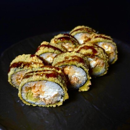 Темпура с жареным лососем