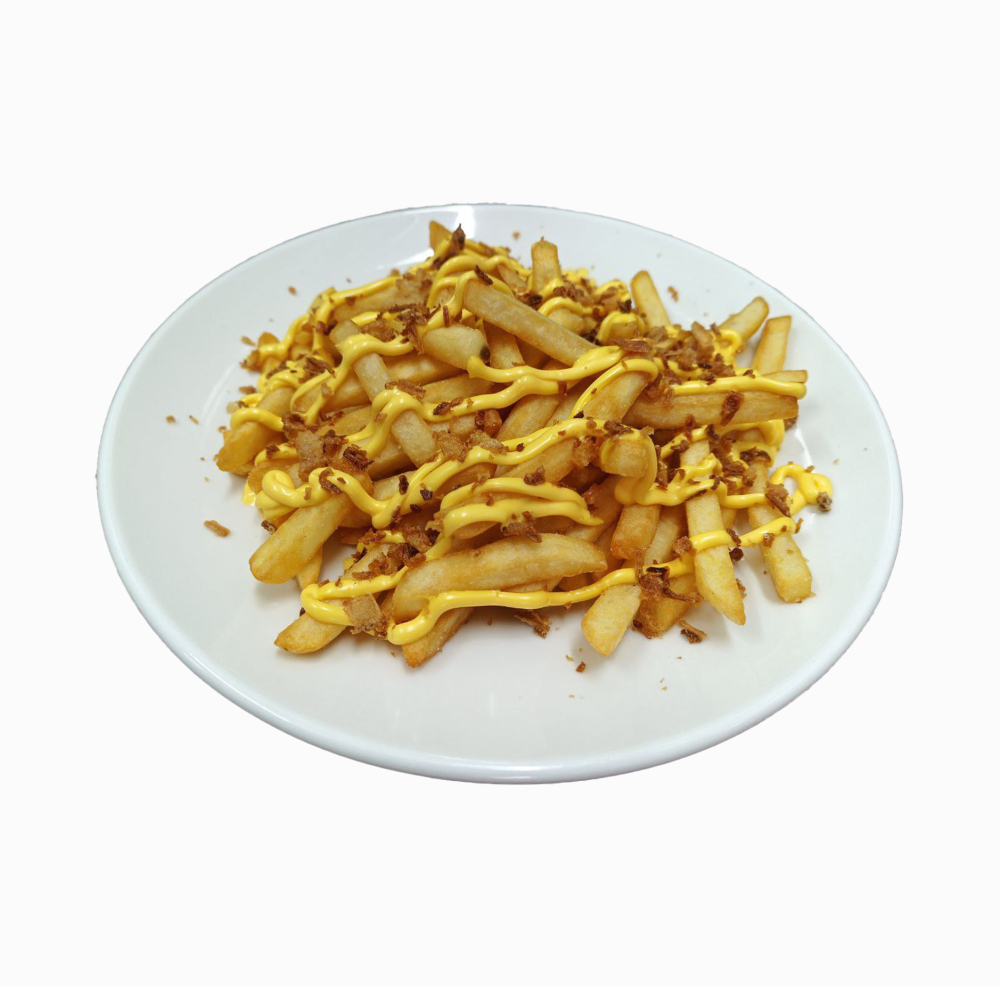 «Картофель Фри с Жаренным Луком и Соусом»