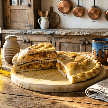 Пирог с пепперони и сырами
