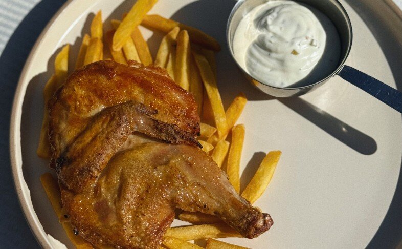 Цыплёнок корнишон с картофелем фри