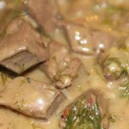 Печень куриная жаренная по строгановски