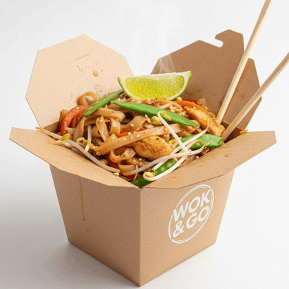 Вок Пад-тай с курицей и рисовой лапшой