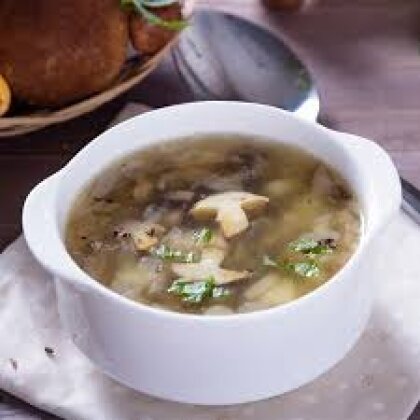 Суп перловый с грибами, со сметаной