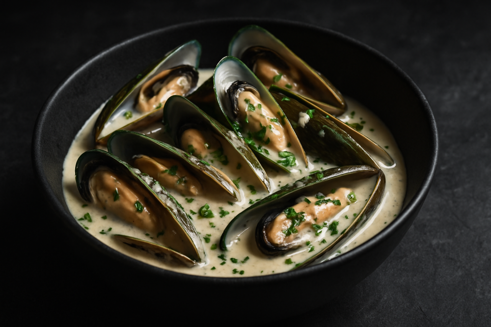 Мидии в сливочном соусе