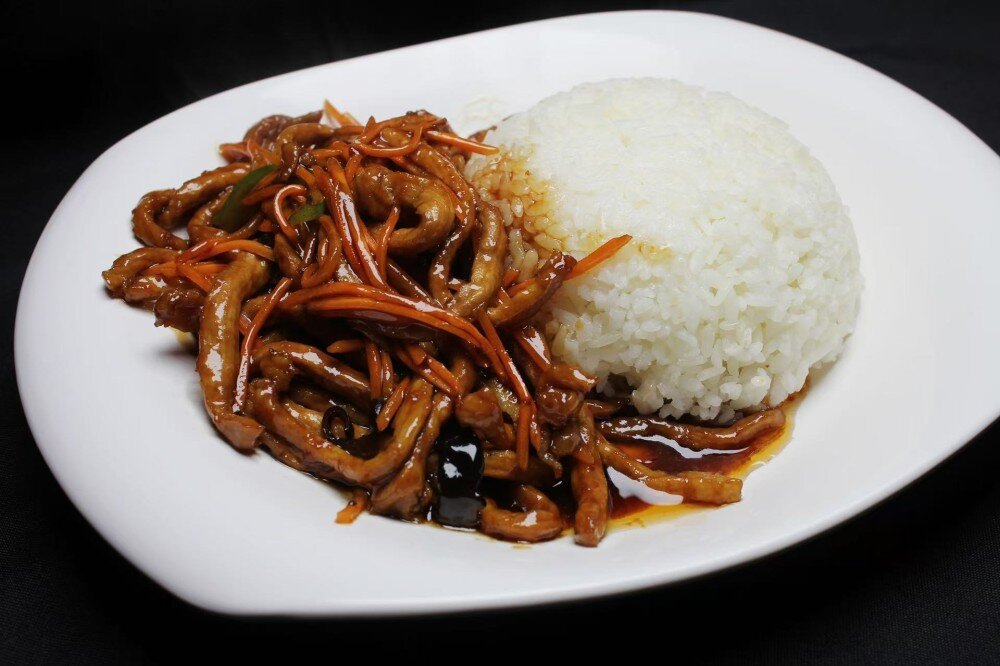 519 Свинина с грибами и рисом