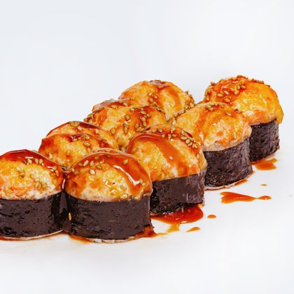 Запеченный с лососем и сырной шапочкой