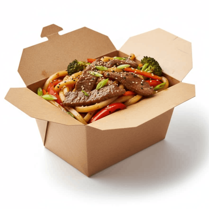 Вок с говядиной, устричным соусом и лапшой удон