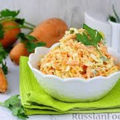 Салат из моркови с сыром чесночком кунжутом с майонезом