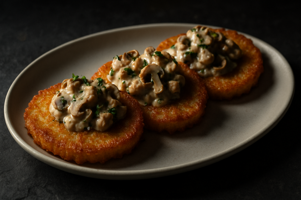 Драники с курицей и грибами