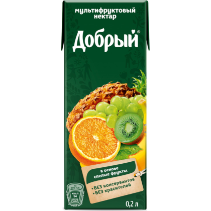 Уп. Нектар «Доб­рый» Муль­ти­фрук­то­вый 0,2л