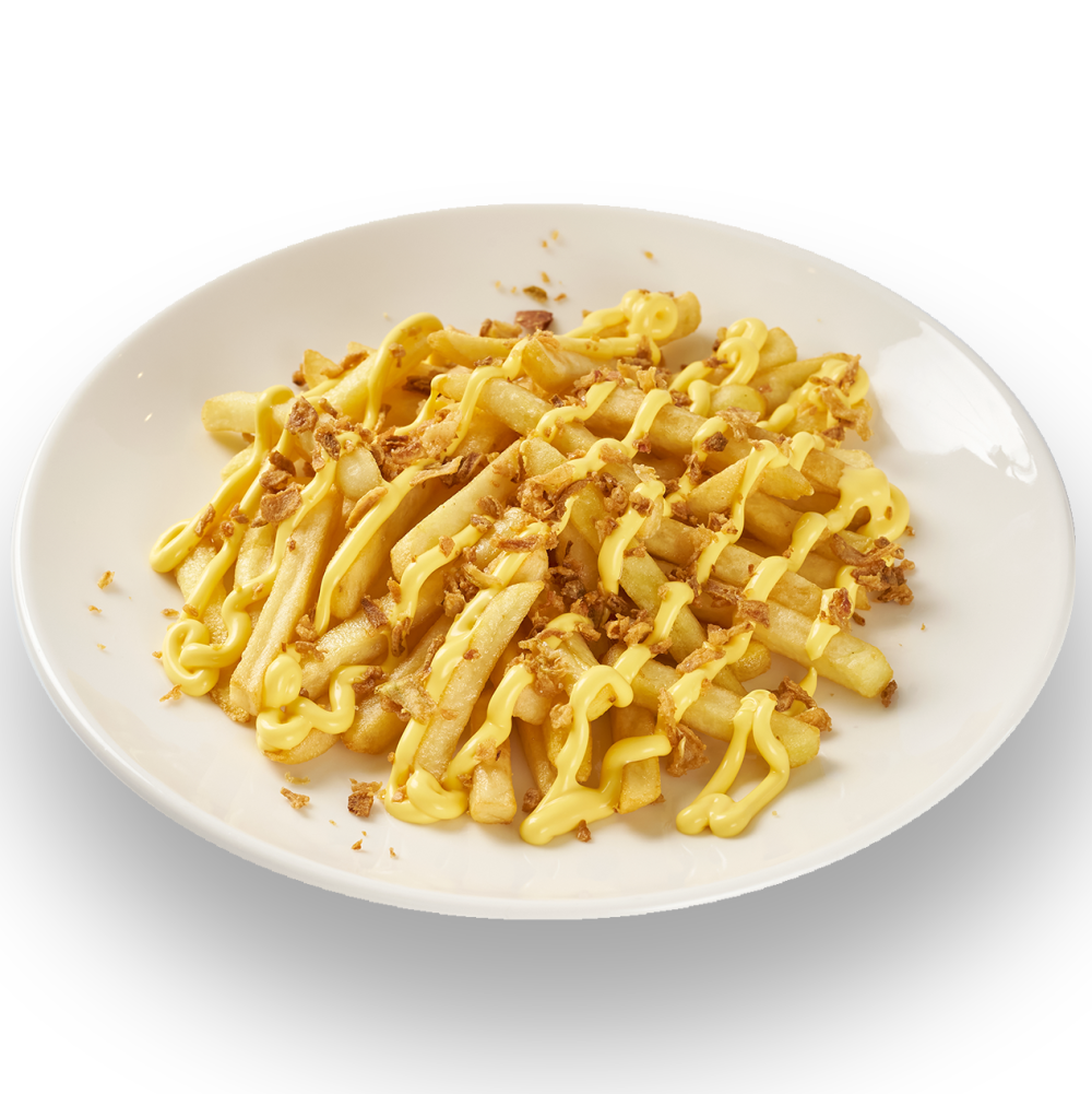 «Картофель Фри с Жаренным Луком и Соусом»