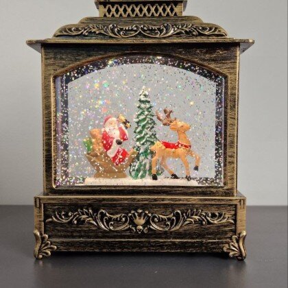 Фонарь снежный-шар с Сантой и животными