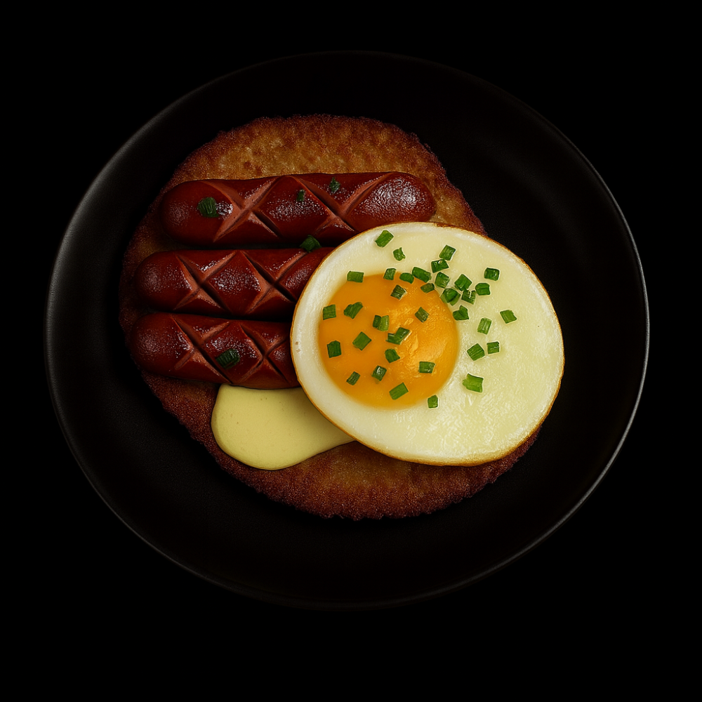 Драники со шпикачками