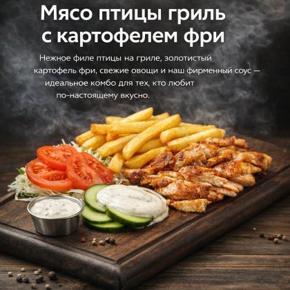 Мясо птицы гриль с картофелем фри