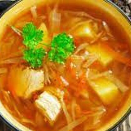 Щи со свежей капусты с мясом и сметаной