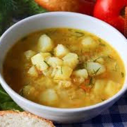 Суп картофельный с мясными фрикадельками и сметаной
