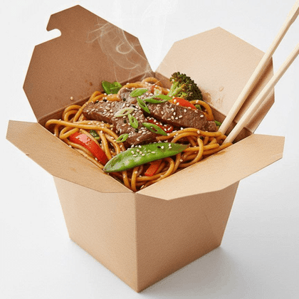 Вок с говядиной, перечным соусом и яичной лапшой